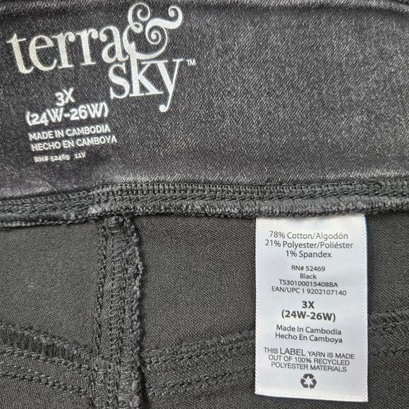 Lot of 2 pair Terra & Sky Jeggings Gray and Black Acid Wash size 3X (24W-26W) - Picture 13 of 16